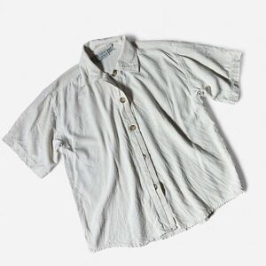 VTG In Resource 100% Raw Silk Old Money Button Down Shirt Ivory Cream M